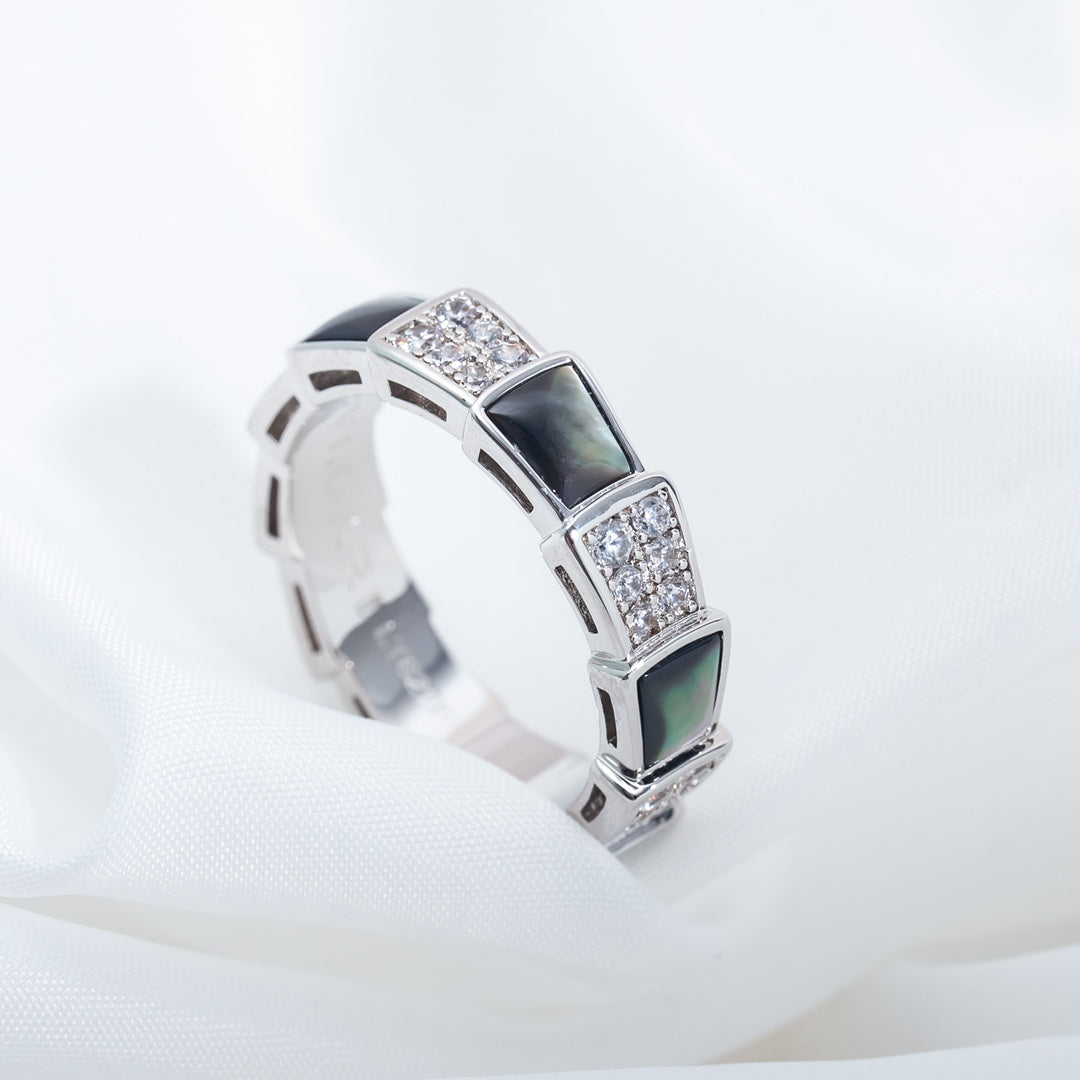 [Topon Jewelry]SERPENTI RING SILVER DIAMOND BLACK MOP 4MM