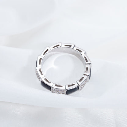 [Topon Jewelry]SERPENTI RING SILVER DIAMOND BLACK MOP 4MM