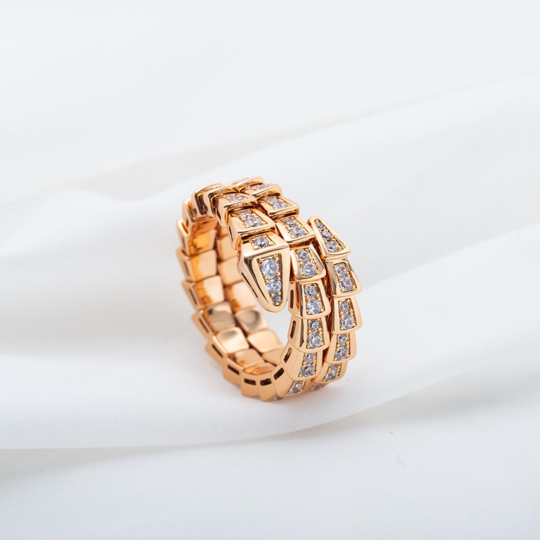 [Topon Jewelry]SERPENTI RING PINK GOLD DIAMOND DOUBLE ROW