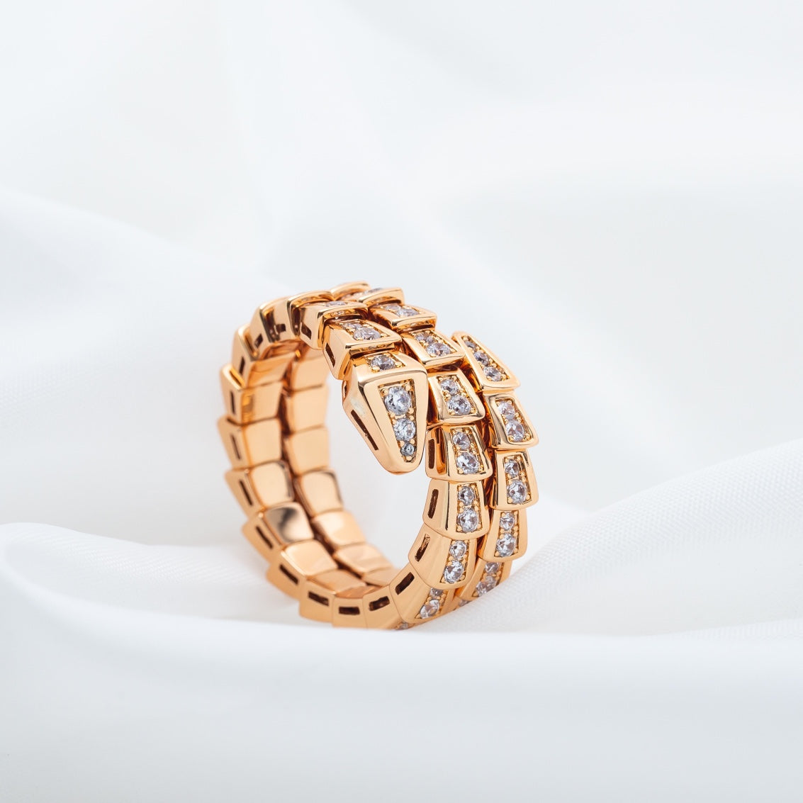 [Topon Jewelry]SERPENTI RING PINK GOLD DIAMOND DOUBLE ROW