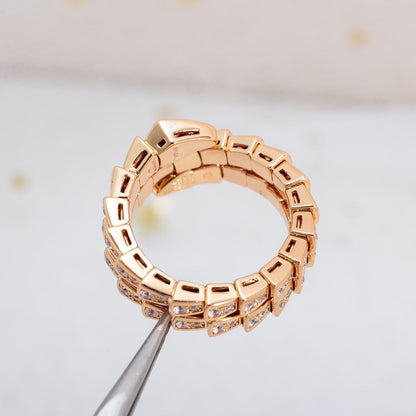 [Topon Jewelry]SERPENTI RING PINK GOLD DIAMOND DOUBLE ROW