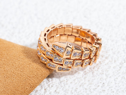 [Topon Jewelry]SERPENTI RING PINK GOLD DIAMOND DOUBLE ROW