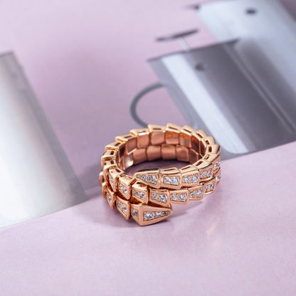 [Topon Jewelry]SERPENTI RING PINK GOLD DIAMOND DOUBLE ROW