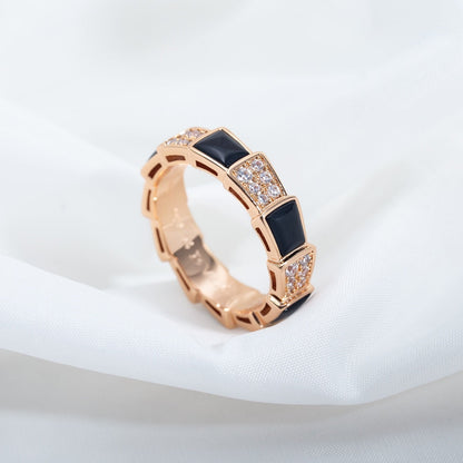 [Topon Jewelry]SERPENTI RING PINK GOLD BLACK MOP DIAMOND PAVED 4MM