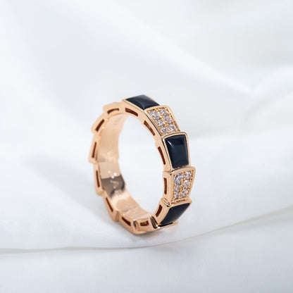 [Topon Jewelry]SERPENTI RING PINK GOLD BLACK MOP DIAMOND PAVED 4MM