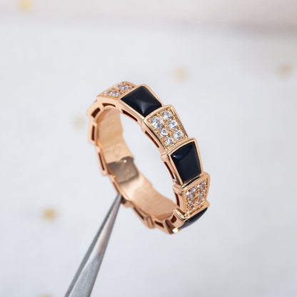 [Topon Jewelry]SERPENTI RING PINK GOLD BLACK MOP DIAMOND PAVED 4MM