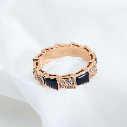 [Topon Jewelry]SERPENTI RING PINK GOLD BLACK MOP DIAMOND PAVED 4MM