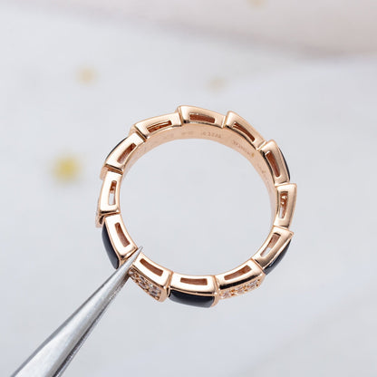 [Topon Jewelry]SERPENTI RING PINK GOLD BLACK MOP DIAMOND PAVED 4MM