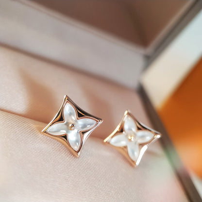 [Topon Jewelry]STAR MOP PINK GOLD EARRINGS