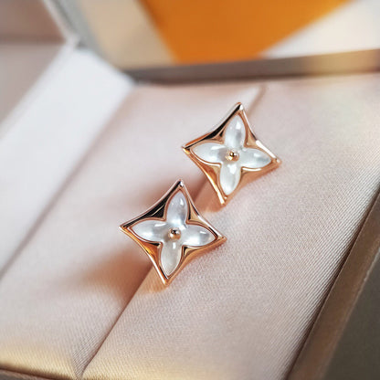 [Topon Jewelry]STAR MOP PINK GOLD EARRINGS