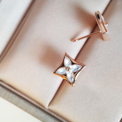 [Topon Jewelry]STAR MOP PINK GOLD EARRINGS