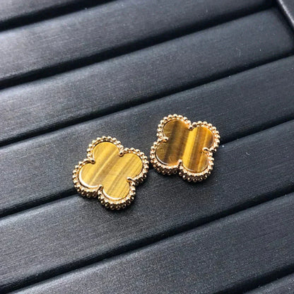 [Topon Jewelry]CLOVER MEDIUM 1 MOTIFS TIGER EYE EARRINGS