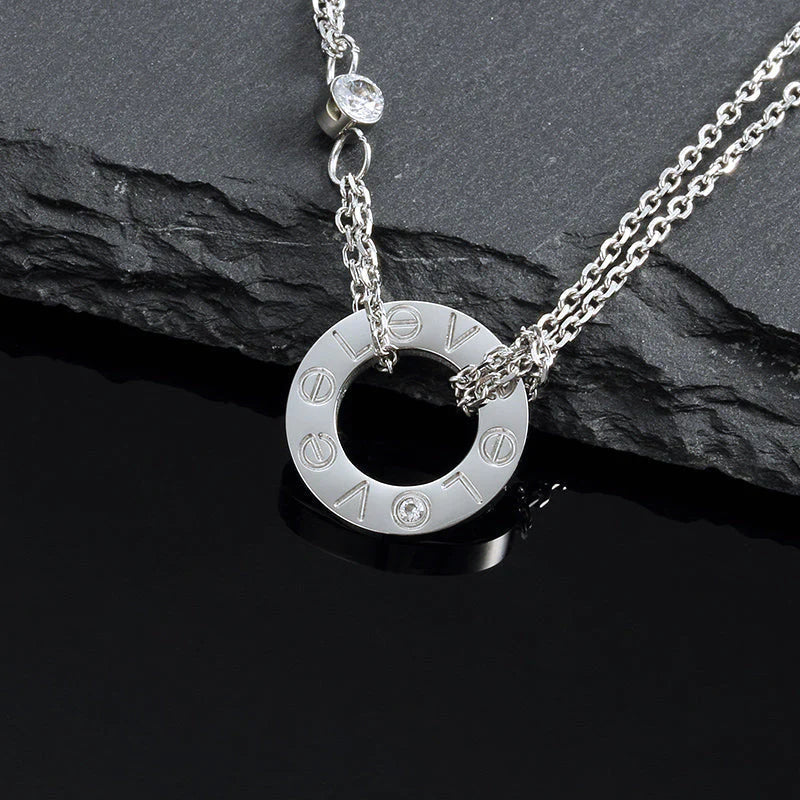 [Topon Jewelry]LOVE NECKLACE 16MM 2 DIAMONDS