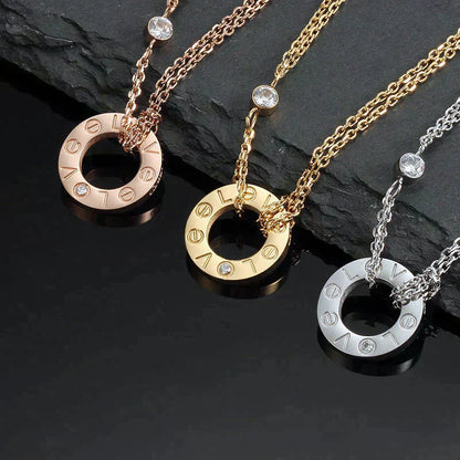 [Topon Jewelry]LOVE NECKLACE 16MM 2 DIAMONDS