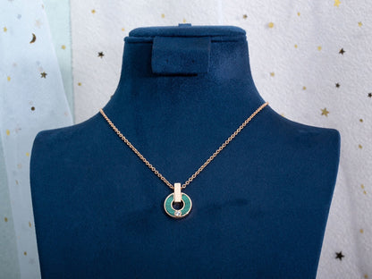 [Topon Jewelry]GARI NECKLACE PINK GOLD MALACHITE