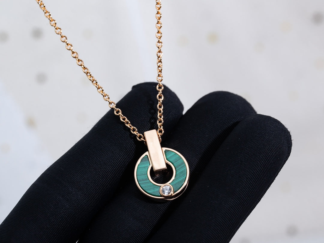 [Topon Jewelry]GARI NECKLACE PINK GOLD MALACHITE