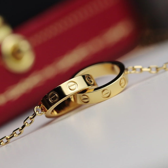 [Topon]LOVE NECKLACE DOUBLE RING GOLD