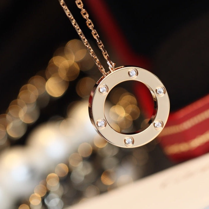[Topon]LOVE NECKLACE 16MM 6 DIAMONDS PINK GOLD