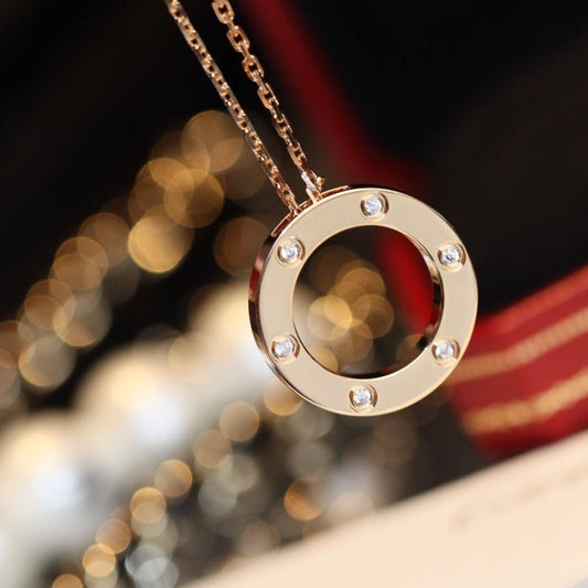 [Topon]LOVE NECKLACE 16MM 6 DIAMONDS PINK GOLD