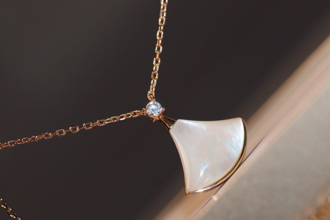 [Topon Jewelry]DREAM NECKLACE WHITE MOP PINK GOLD 1 DIAMOND