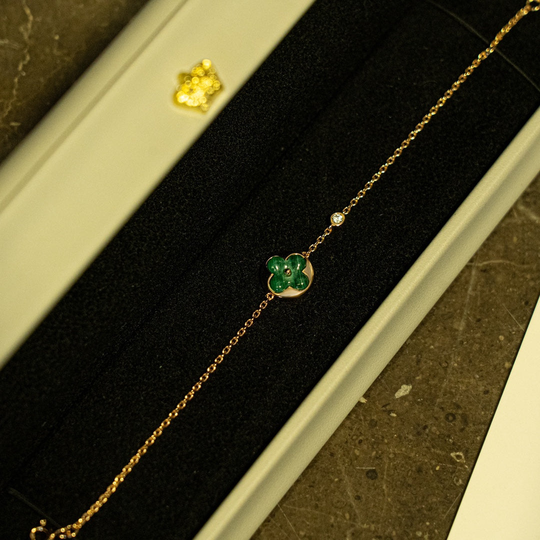 [Topon Jewelry]SUN MALACHITE 1 DIAMOND PINK GOLD BRACELET