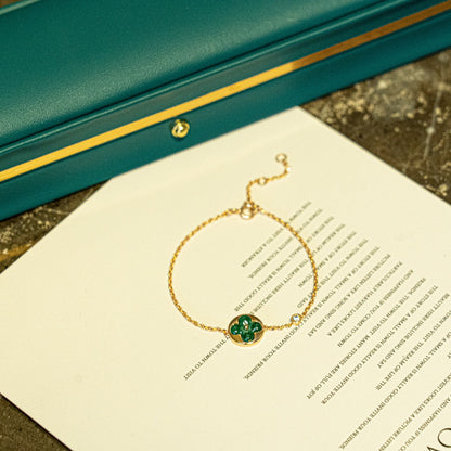 [Topon Jewelry]SUN MALACHITE 1 DIAMOND PINK GOLD BRACELET