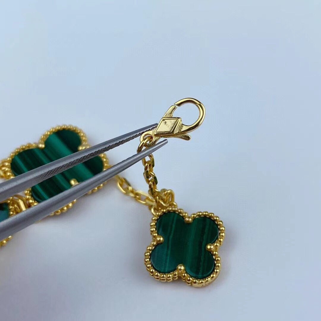 [Topon Jewelry]MAGIC CLOVER MALACHITE GOLD BRACELET 5 MOTIFS