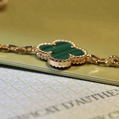 [Topon Jewelry]CLOVER 5 MOTIFS MALACHITE BRACELET