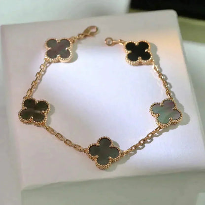 [Topon Jewelry]CLOVER 5 MOTIF GRAY MOP  BRACELET