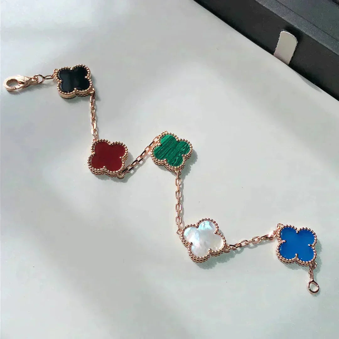 [Topon Jewelry]CLOVER 5 MOTIFS MULTICOLOR  BRACELET