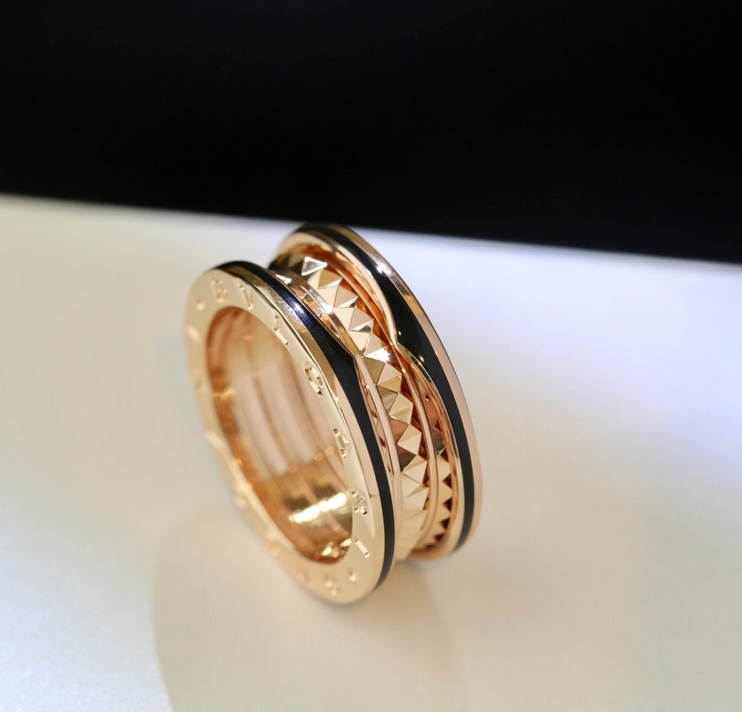 [Topon Jewelry]ZERO 1 GOLD BLACK CERAMIC RING