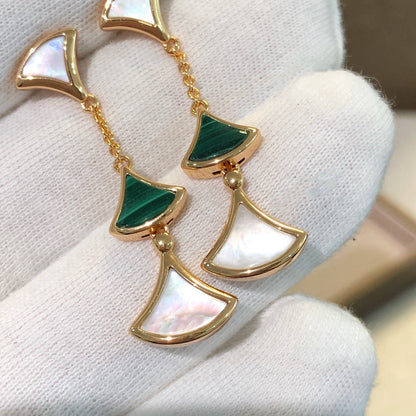 [Topon Jewelry]DREAM EARRINGS 3 MOTIFS MALACHITE MOP PINK GOLD