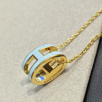 [Topon Jewelry]POP H LIGHT BLUE NECKLACE