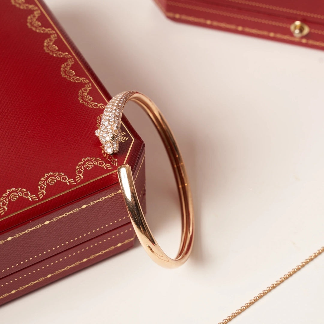 [Topon]PANTHERE ROSE GOLD DIAMOND OPEN BRACELET