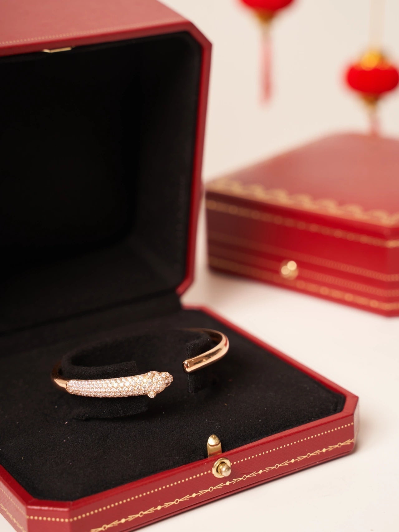 [Topon Jewelry]PANTHERE ROSE GOLD DIAMOND OPEN BRACELET