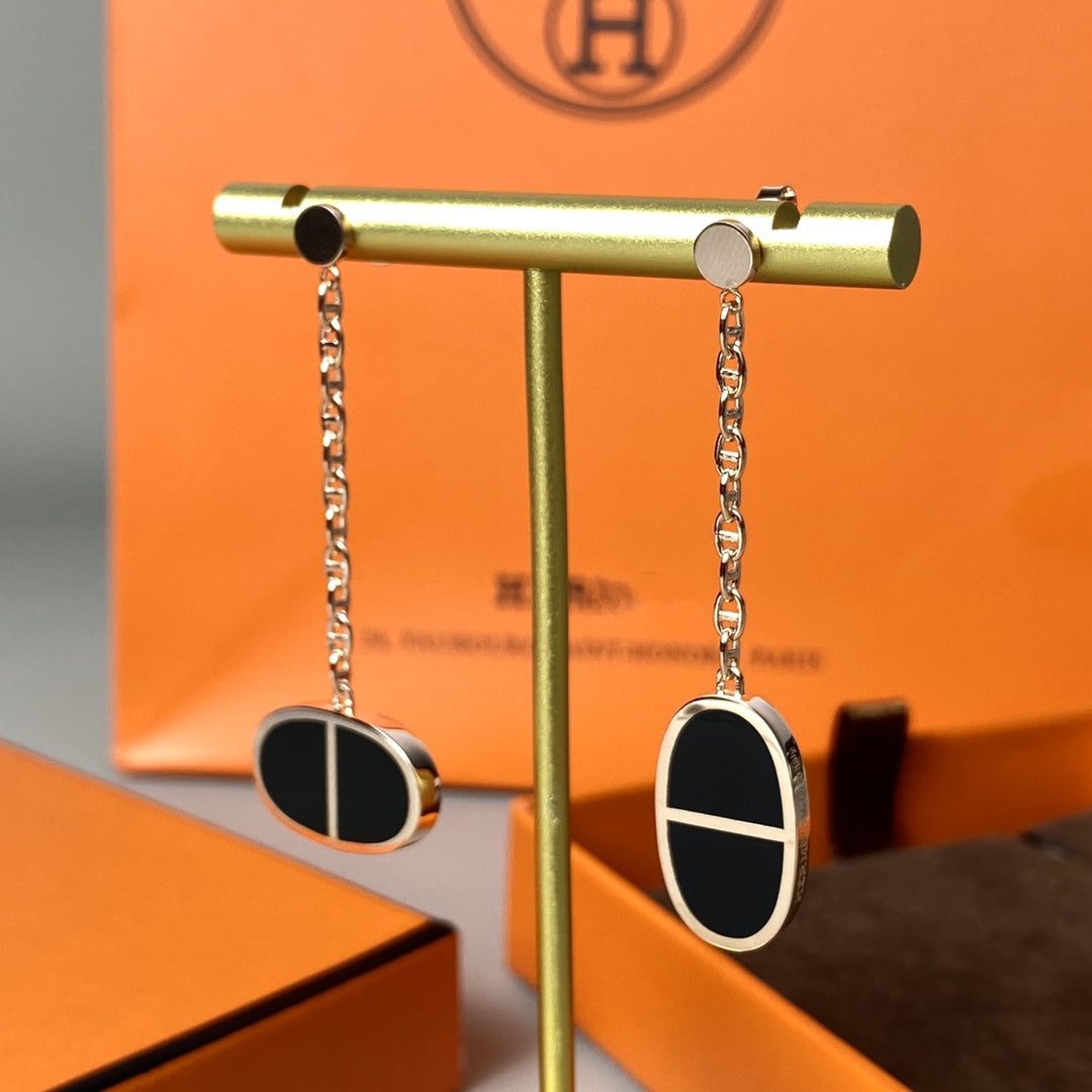 [Topon]CHAINE VERSO BLACK CERAMIC EARRINGS