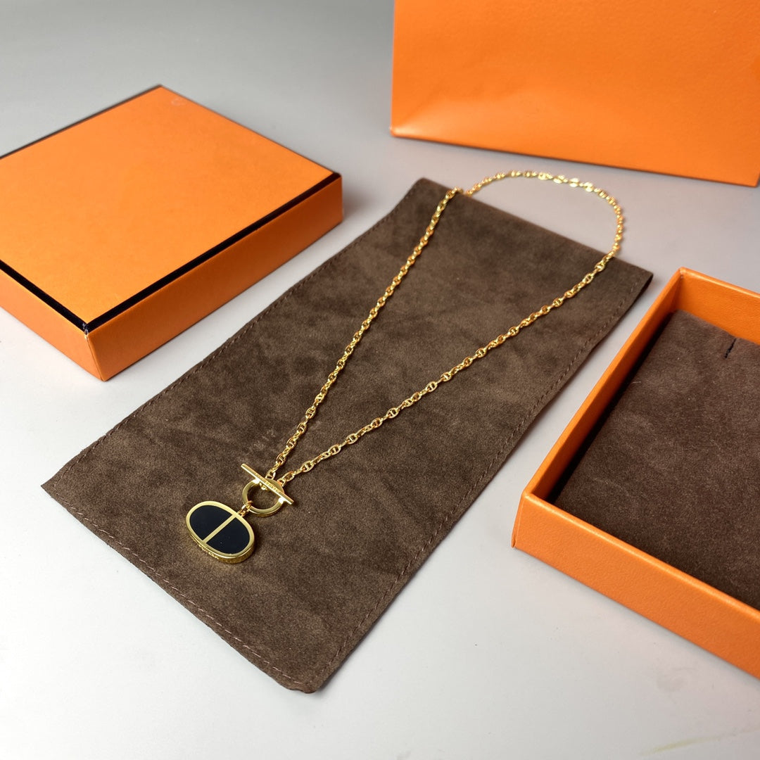 [Topon Jewelry]CHAINE VERSO BLACK CERAMIC NECKLACE