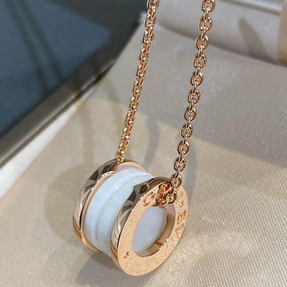 [Topon Jewelry]ZERO 1 WHITE CERAMIC PINK GOLD NECKLACE