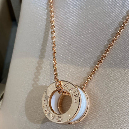 [Topon Jewelry]ZERO 1 WHITE CERAMIC PINK GOLD NECKLACE