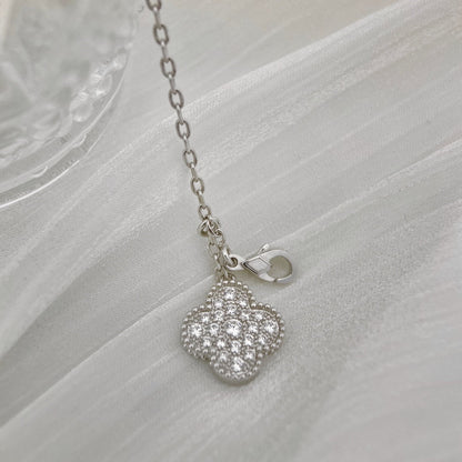 [Topon Jewelry]CLOVER 5 MOTIFS SILVER DIAMONDS NECKLACE