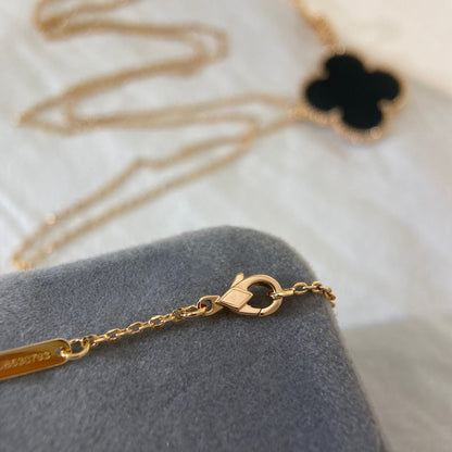 [Topon Jewelry]CLOVER 25MM NECKLACE GOLD ONYX