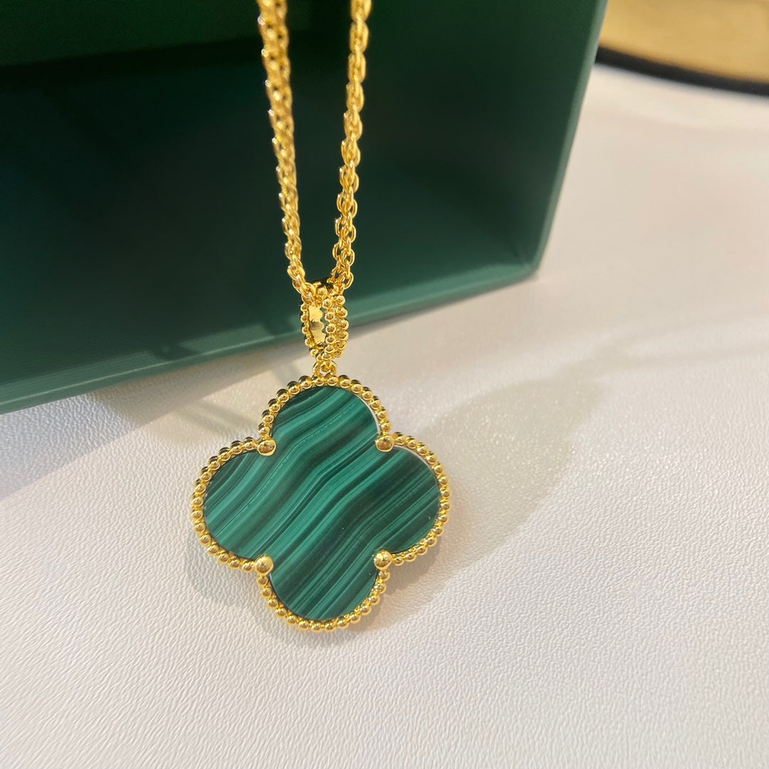 [Topon Jewelry]CLOVER 25MM MALACHITE GOLD NECKLACE