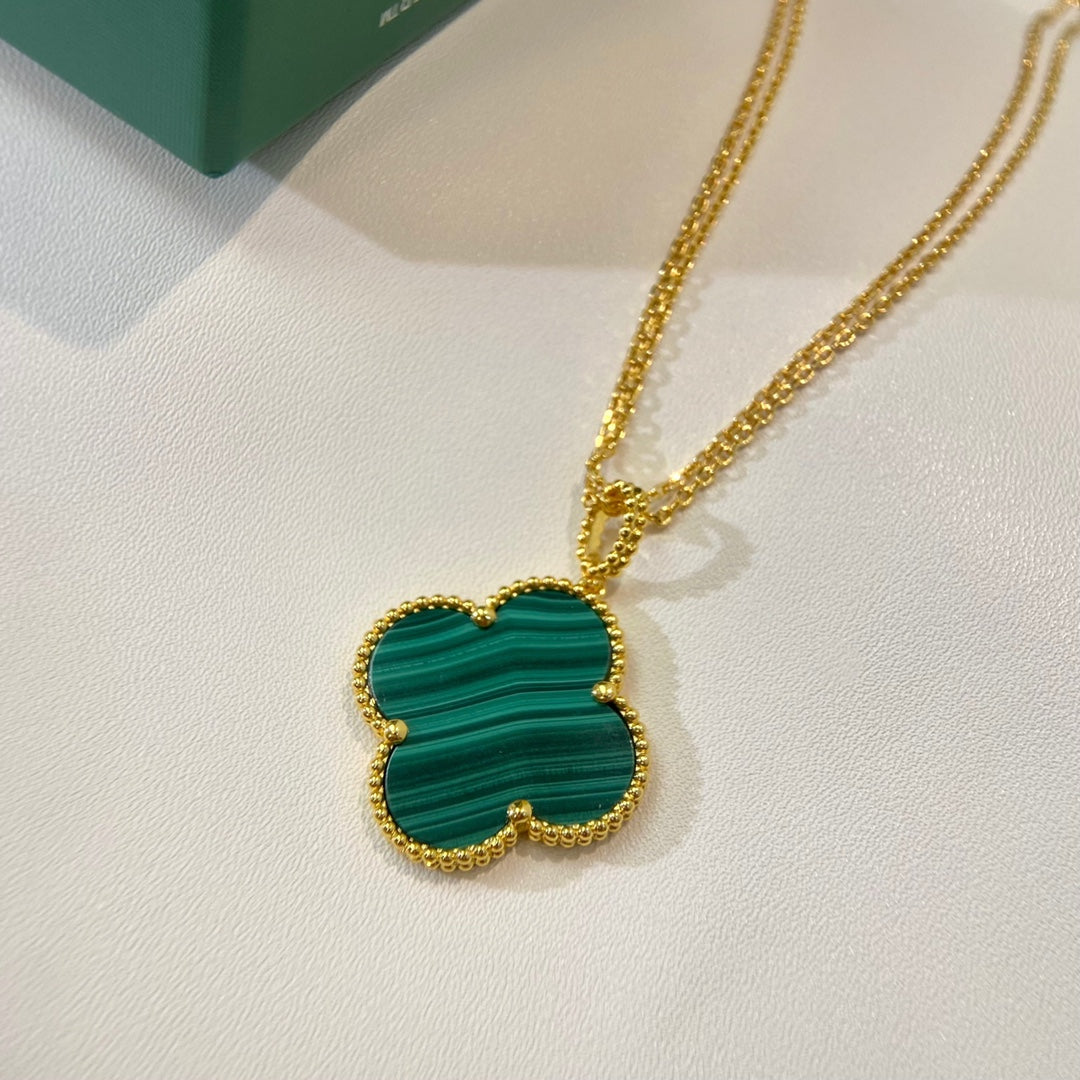 [Topon Jewelry]CLOVER 25MM MALACHITE GOLD NECKLACE