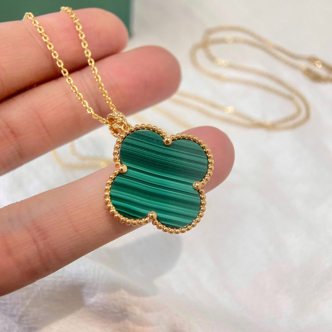 [Topon Jewelry]CLOVER 25MM MALACHITE GOLD NECKLACE