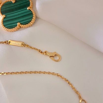 [Topon Jewelry]CLOVER 25MM MALACHITE GOLD NECKLACE