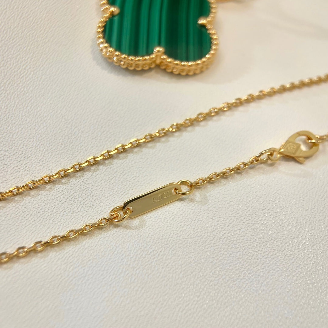 [Topon Jewelry]CLOVER 25MM MALACHITE GOLD NECKLACE