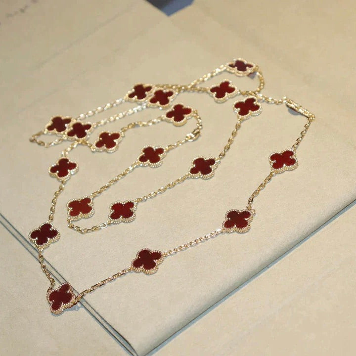 [Topon Jewelry]CLOVER 20 MOTIFS CARNELIAN NECKLACE