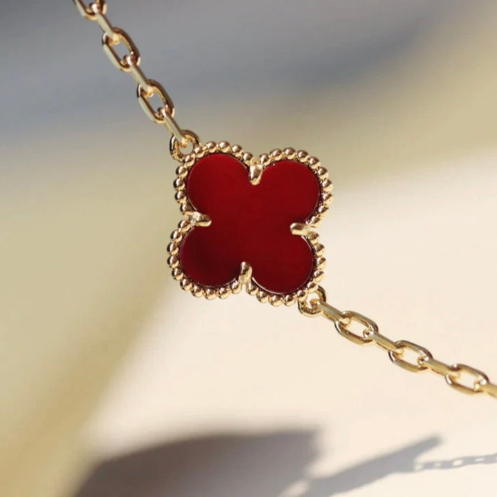 [Topon Jewelry]CLOVER 20 MOTIFS CARNELIAN NECKLACE