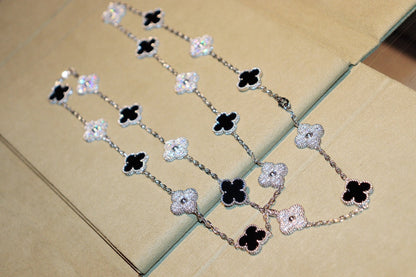 [Topon Jewelry]CLOVER 20 MOTIFS ONYX DIAMOND SILVER