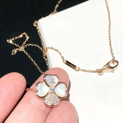 [Topon Jewelry]CLOVER MOP DIAMOND ROSE GOLD NECKLACE